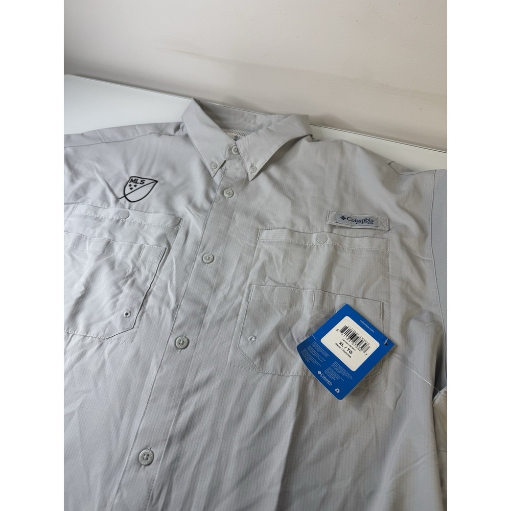 Mens Columbia PFG Short Sleeve Button Up MLS Soccer New With Tags Size XL